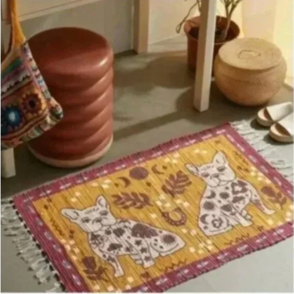 FL Tattooed Frenchie Dog Puppy Boho Peasant Hipster Hippie Art Deco Printed Rug - Picture 4 of 4